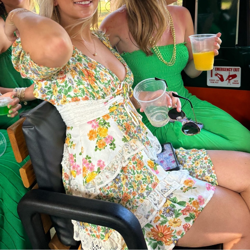 Floral Dress with Lace Details